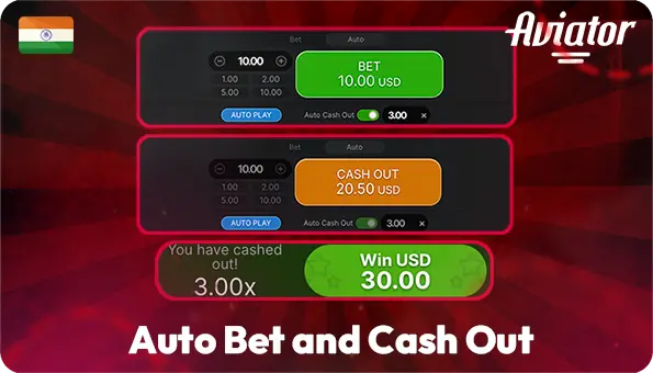 Panel Aviator game with auto betting and auto cache out function
